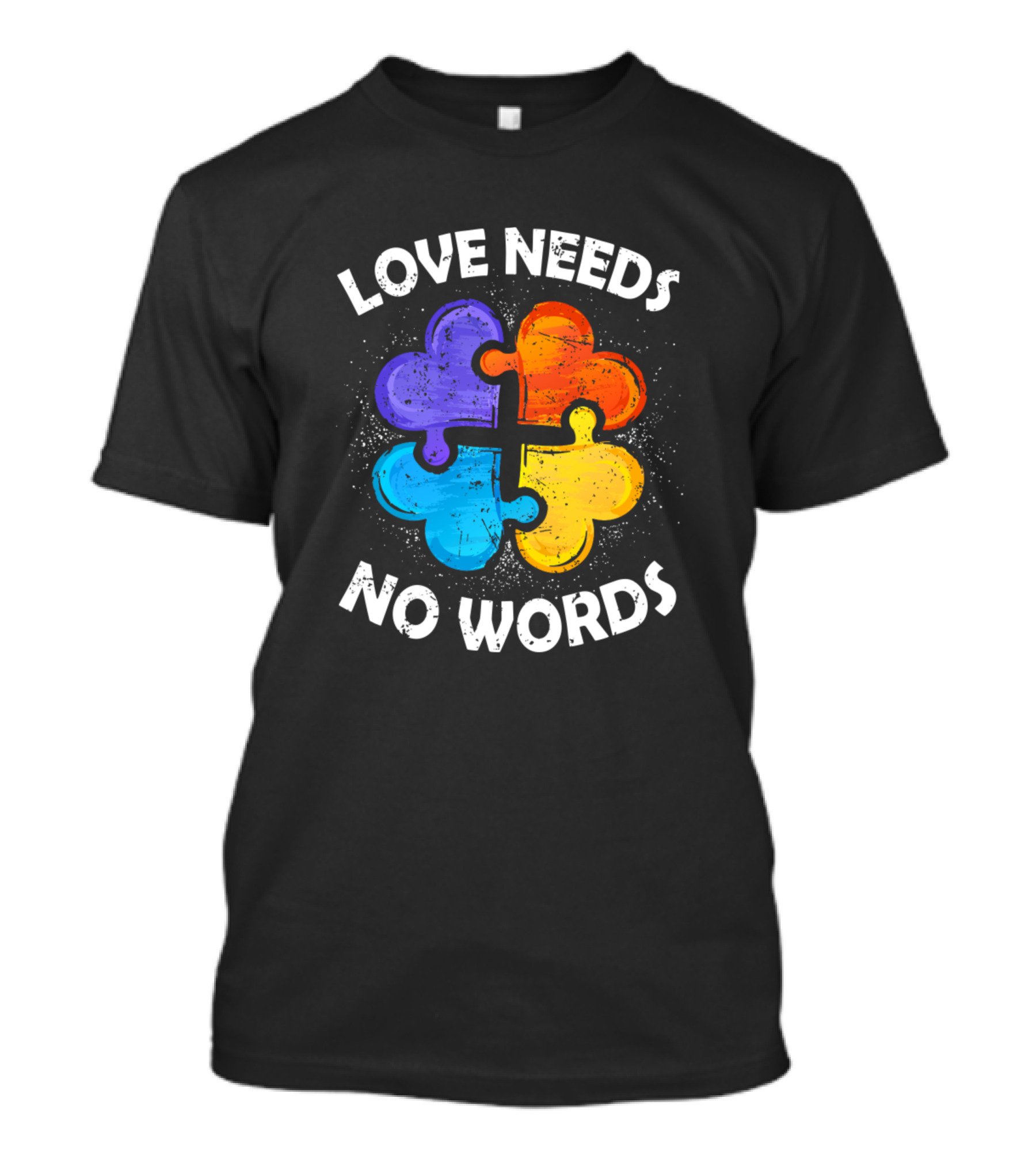 Love Needs No Words Autism Awareness Day Puzzle Heart T-Shirt