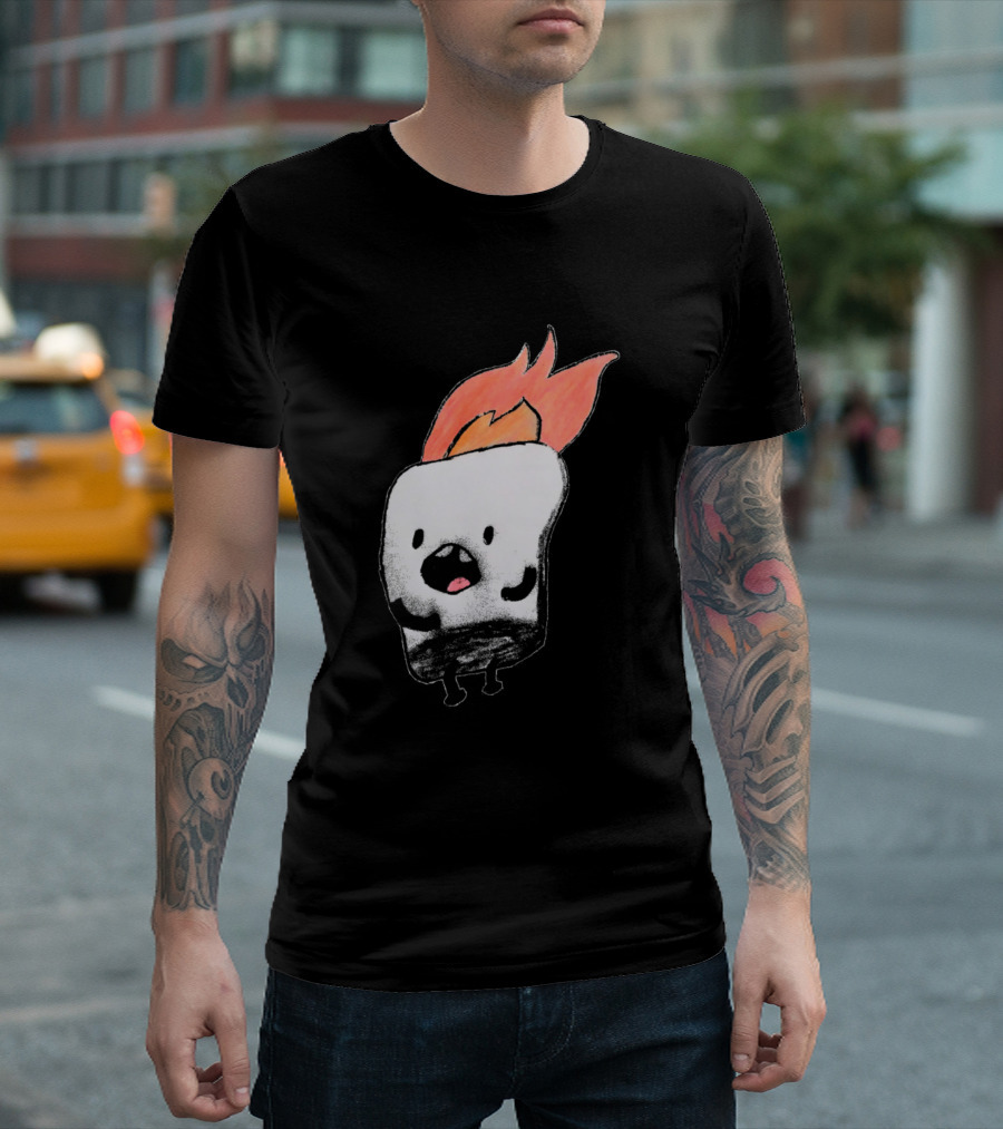 Marshmallow Flame On Fire Cartoon T-Shirt