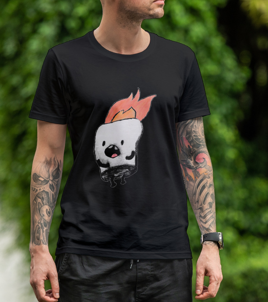 Marshmallow Flame On Fire Cartoon T-Shirt