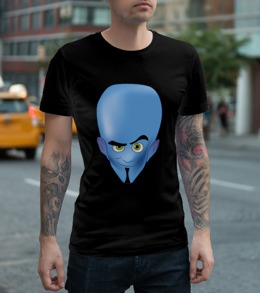Megamind Blue Head With Green Eyes T-Shirt