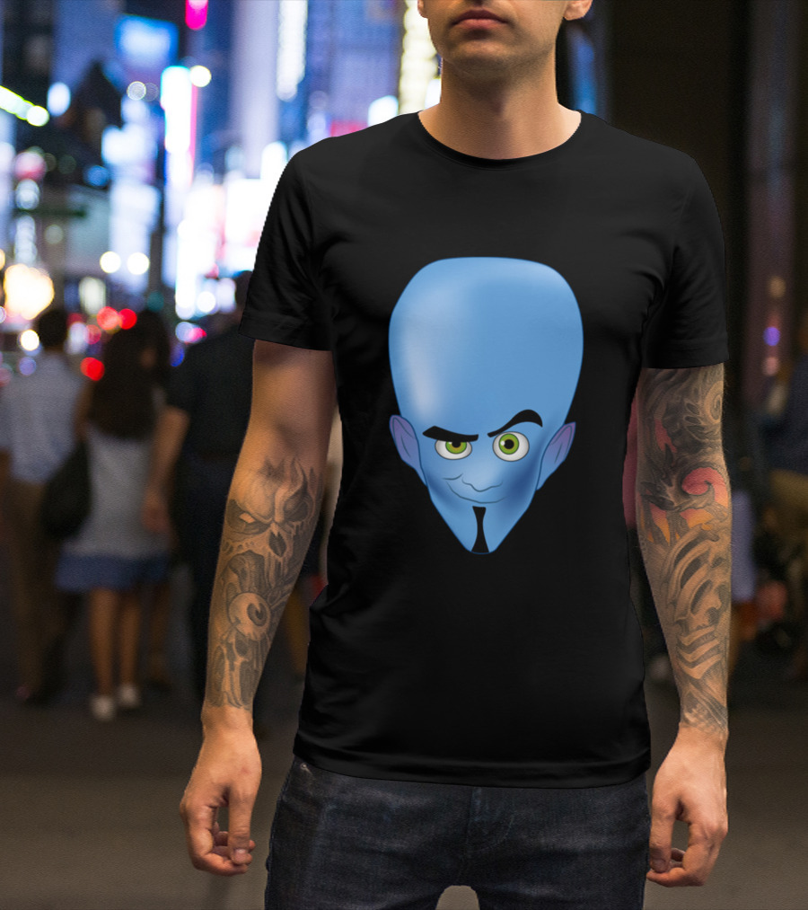 Megamind Blue Head With Green Eyes T-Shirt