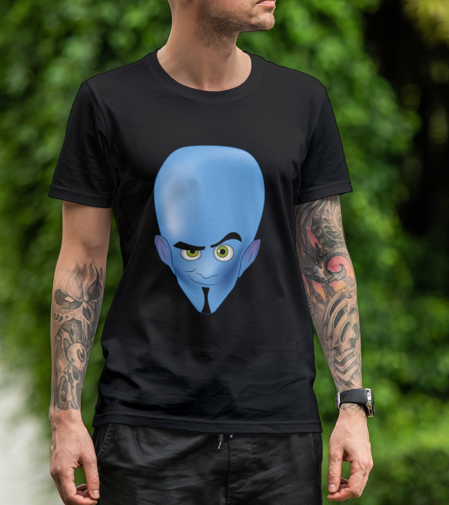 Megamind Blue Head With Green Eyes T-Shirt