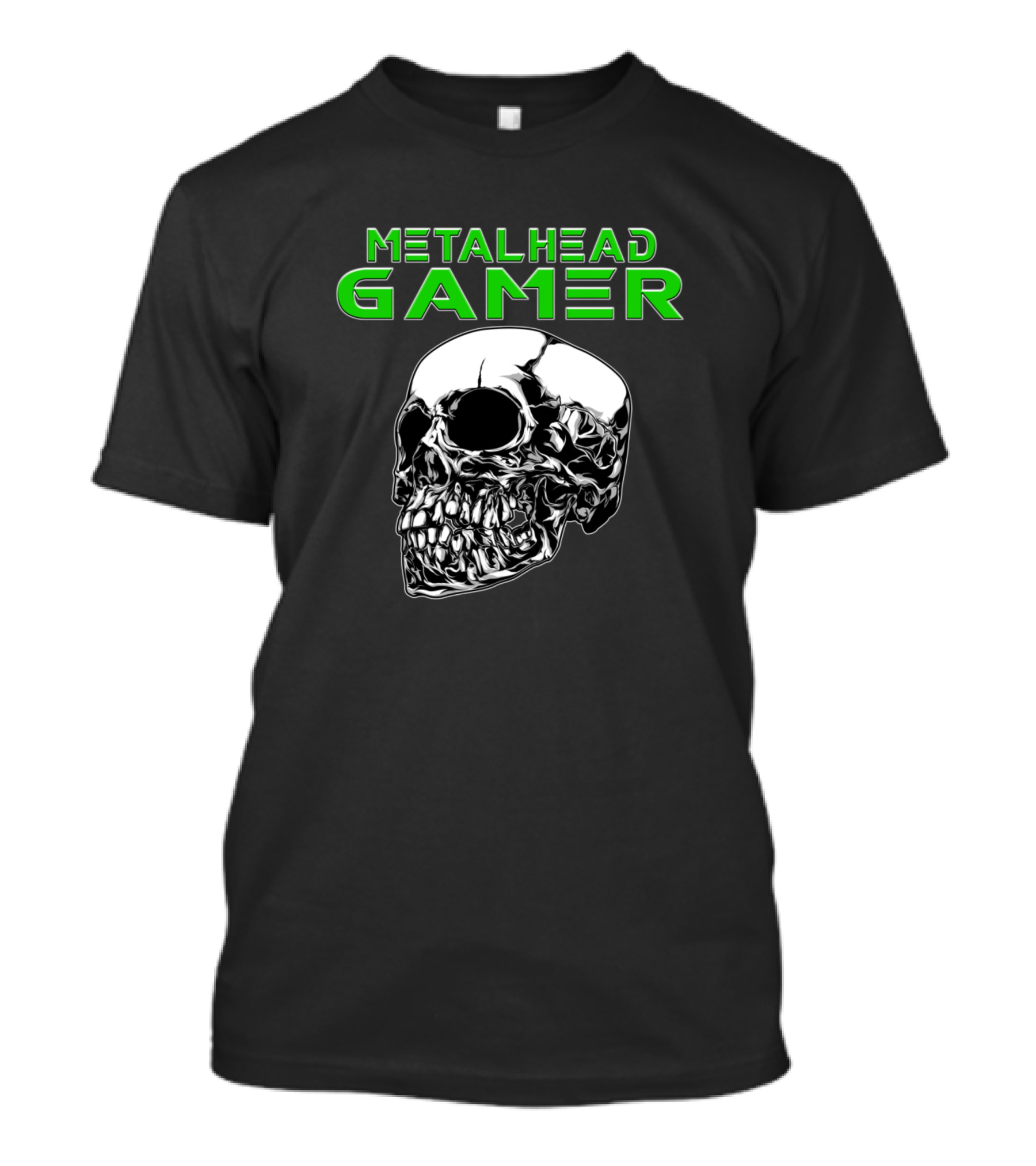 Metalhead Gamer Skull Green T-Shirt