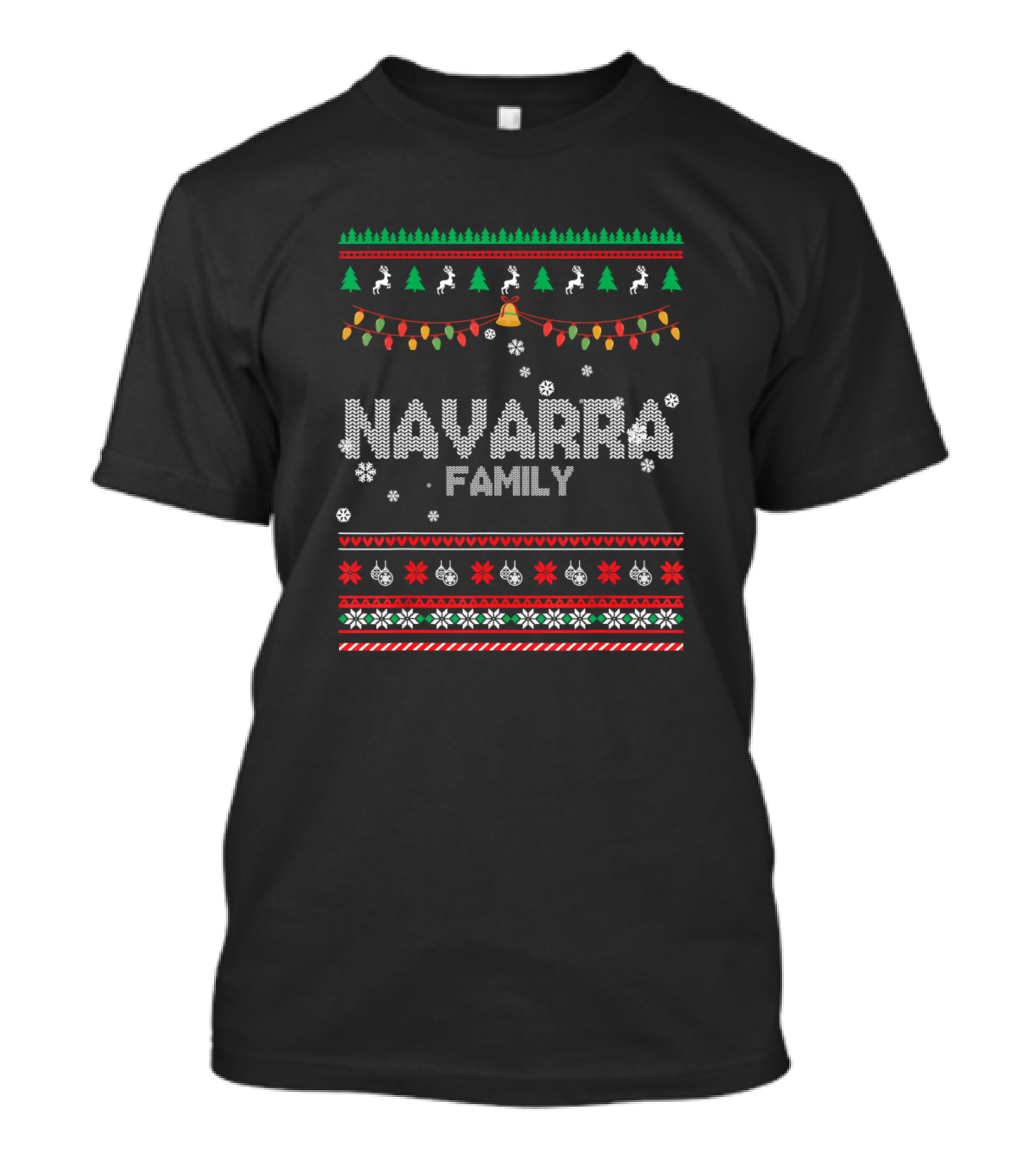 Navarra Family Christmas Xmas Merry Snowflakes Lights Trees T-Shirt