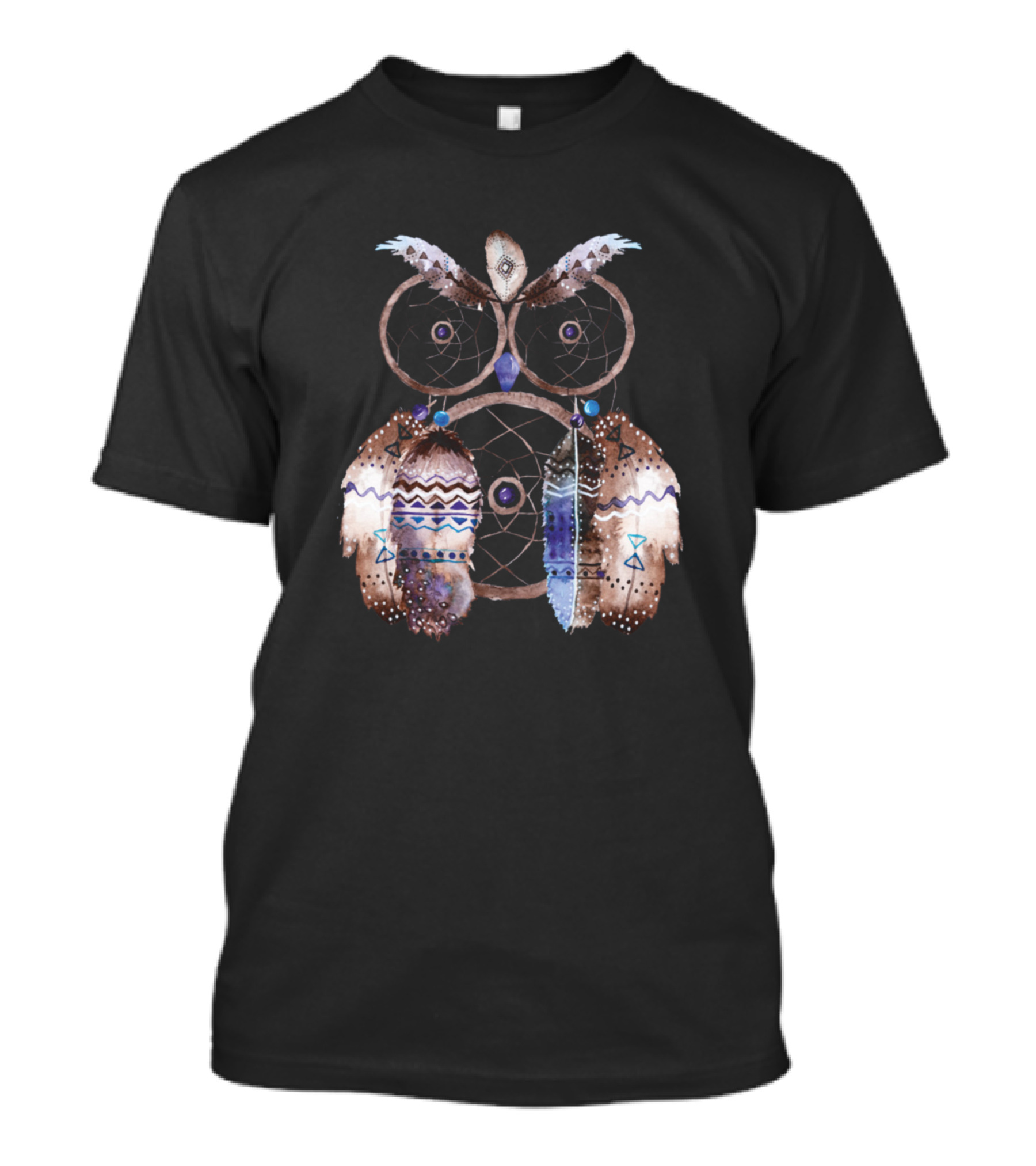 Owl Dreamcatcher Feather Mandala T-Shirt