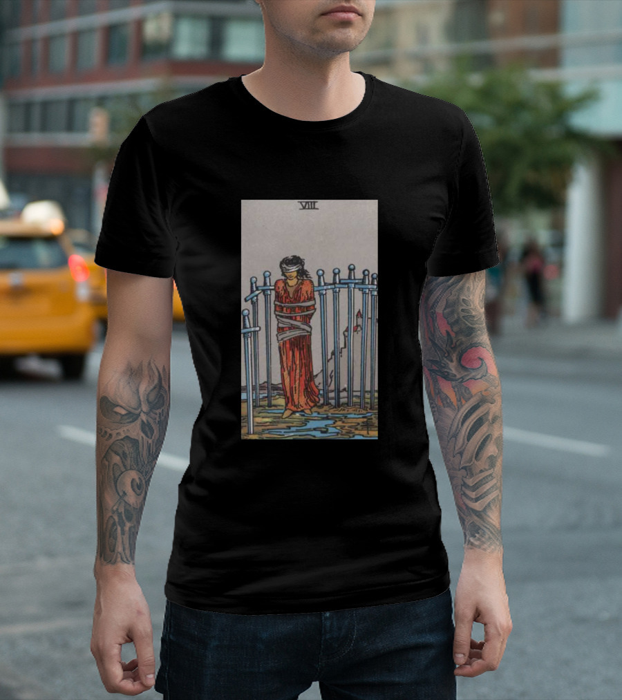 Rider Waite Tarot Card VIII Eight Of Swords T-Shirt