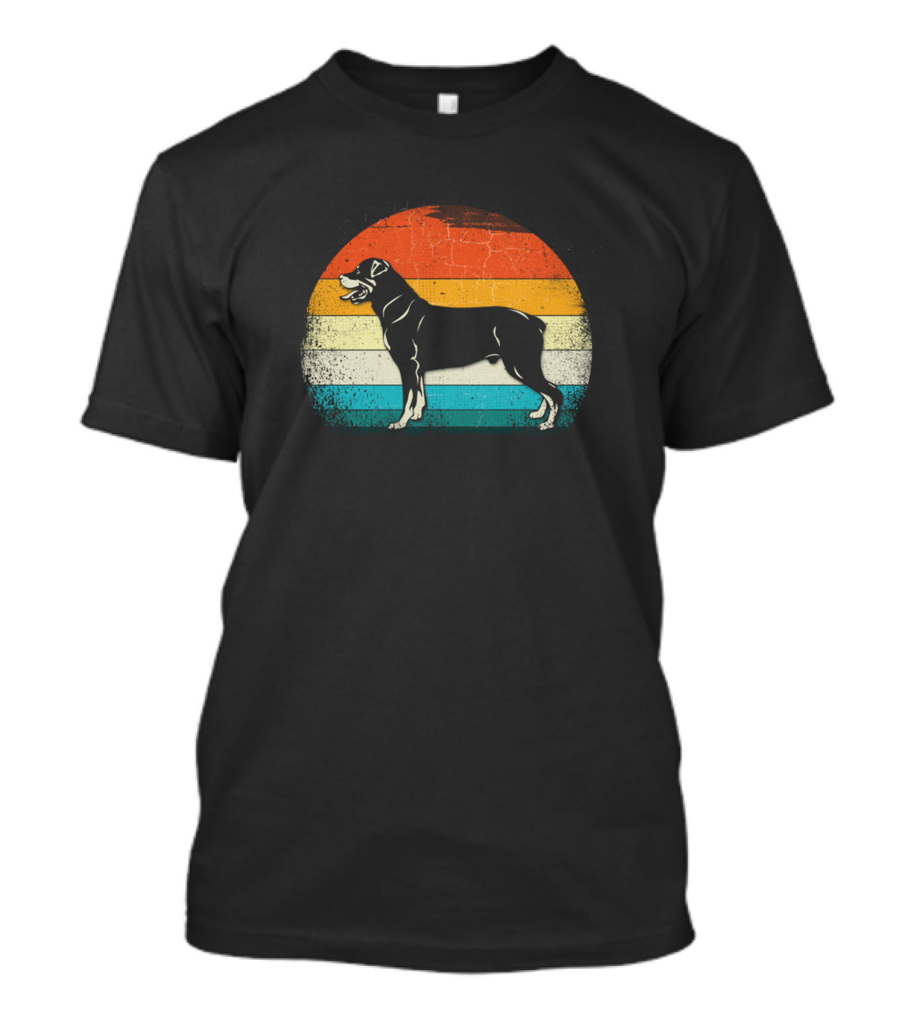Rottweiler Vintage Retro Dog Lover Dad Rainbow Stripes T-Shirt