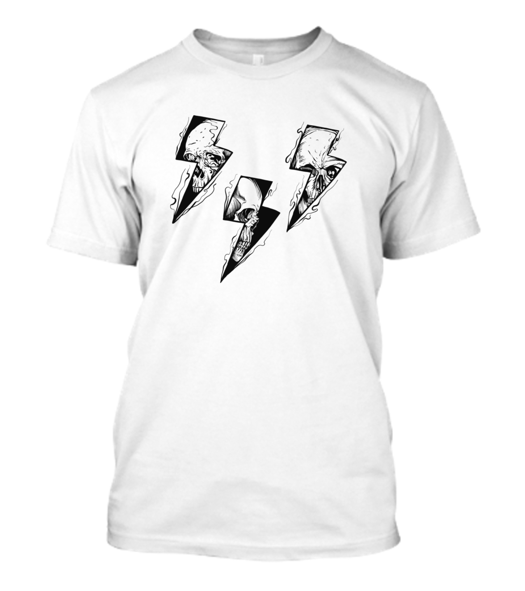 3 Lightning Skull Black Thunder Trio T-Shirt