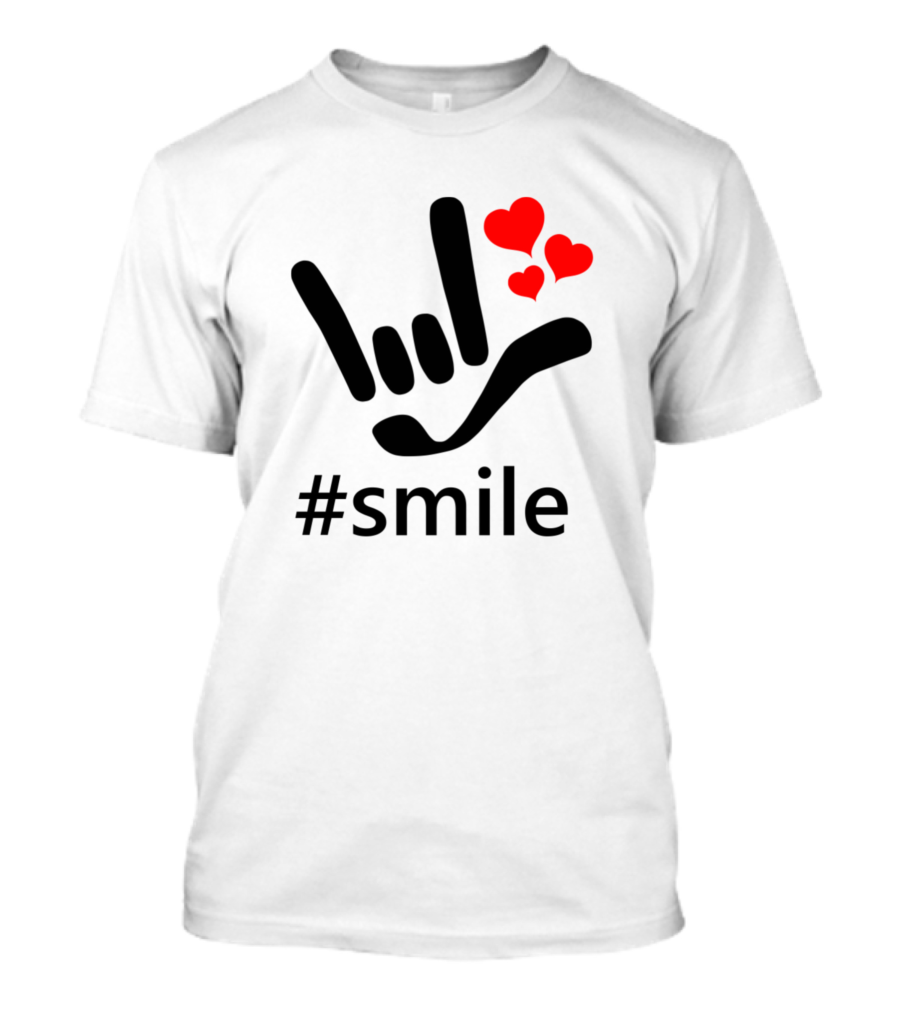ASL ILY Sign Language Hashtag Smile Love You Hearts T-Shirt