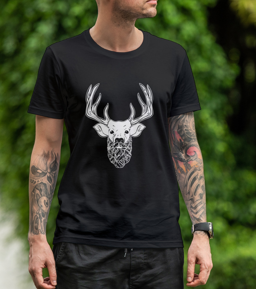 Deer With Bushy Beard And Antlers T-Shirt