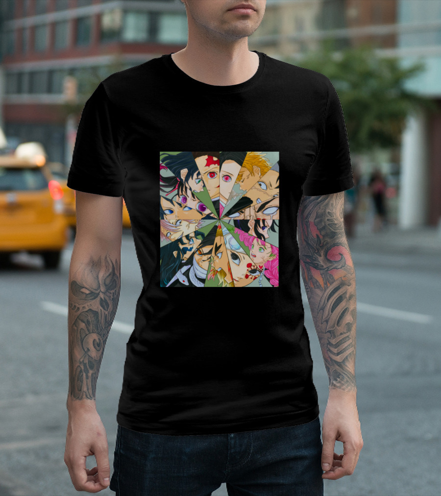 Demon Slayer Corps Anime Character Faces Collage T-Shirt