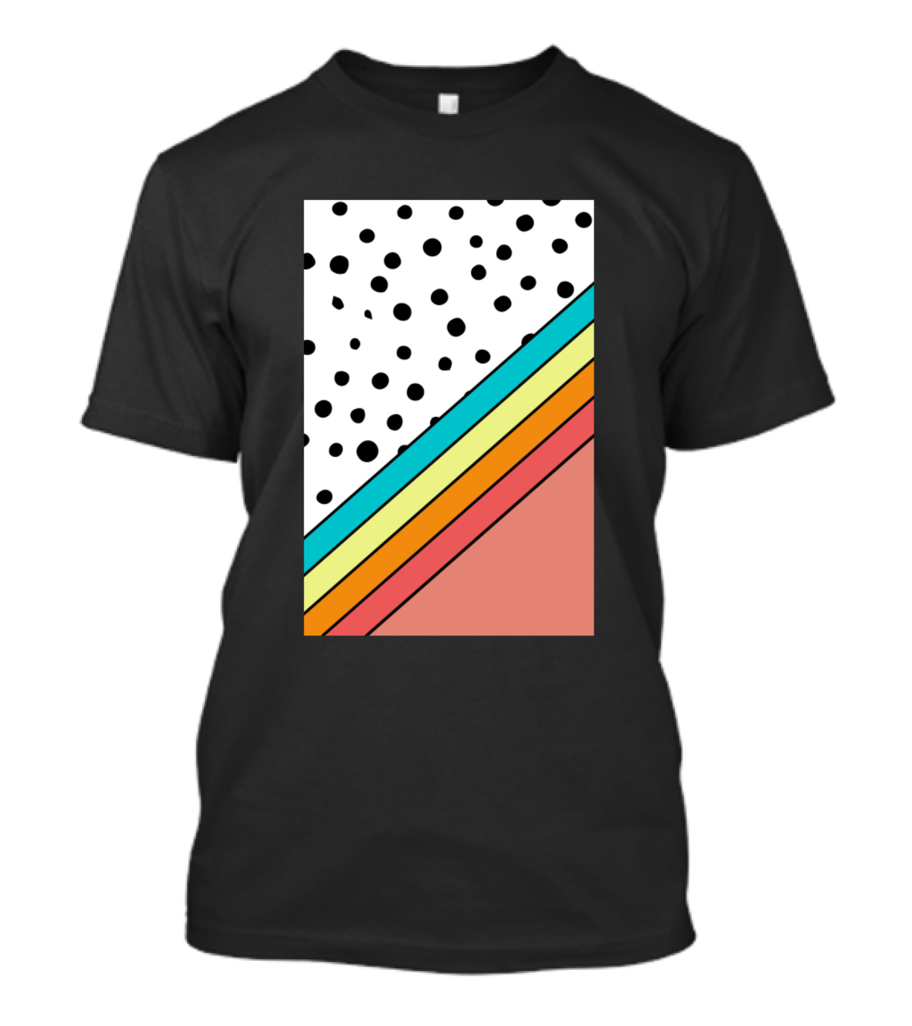 Doodle And Stripes Pattern Aesthetic Vintage Abstr Polka Dot Rainbow Geometric T-Shirt