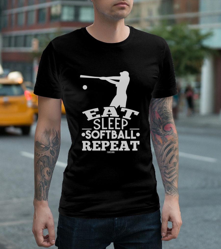 Eat Sleep Softball Repeat Fansinn Batter T-Shirt