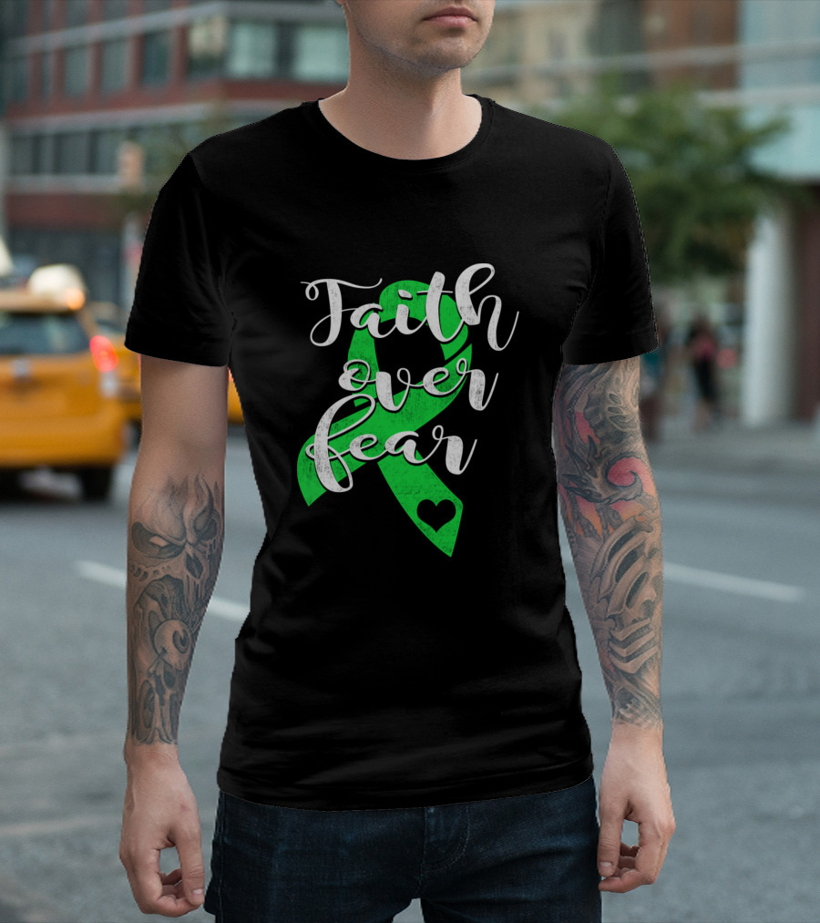 Faith Over Fear Adrenal Cancer Awareness Lime Green T-Shirt
