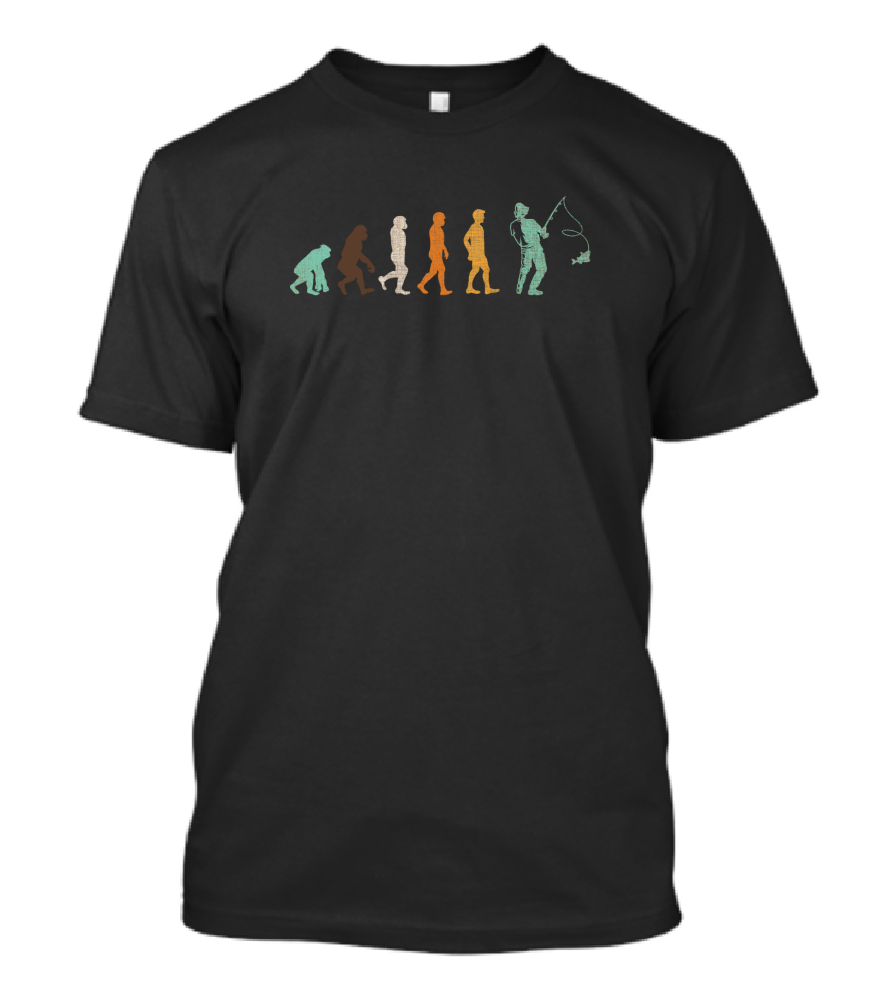 Fishing Evolution Silhouette Stages Iconic Transformation T-Shirt