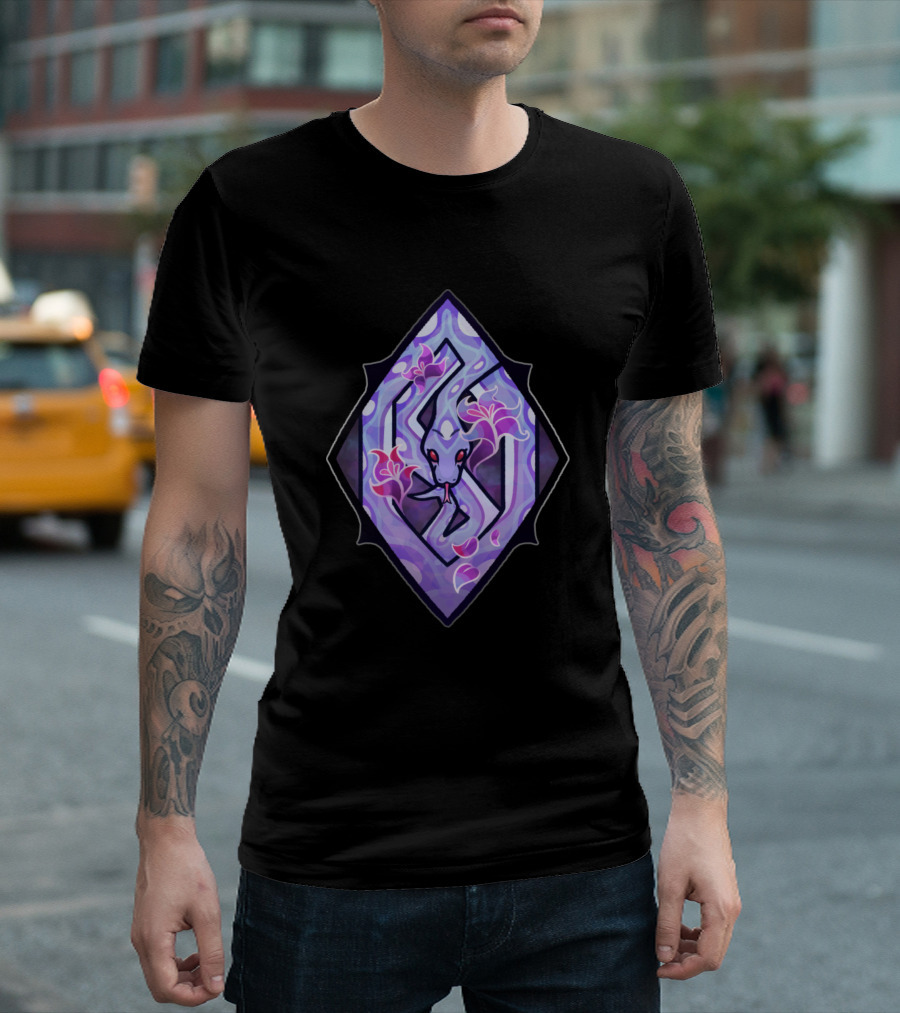 Floral Faust Enigmatic Lilac Dragon Emblem T-Shirt