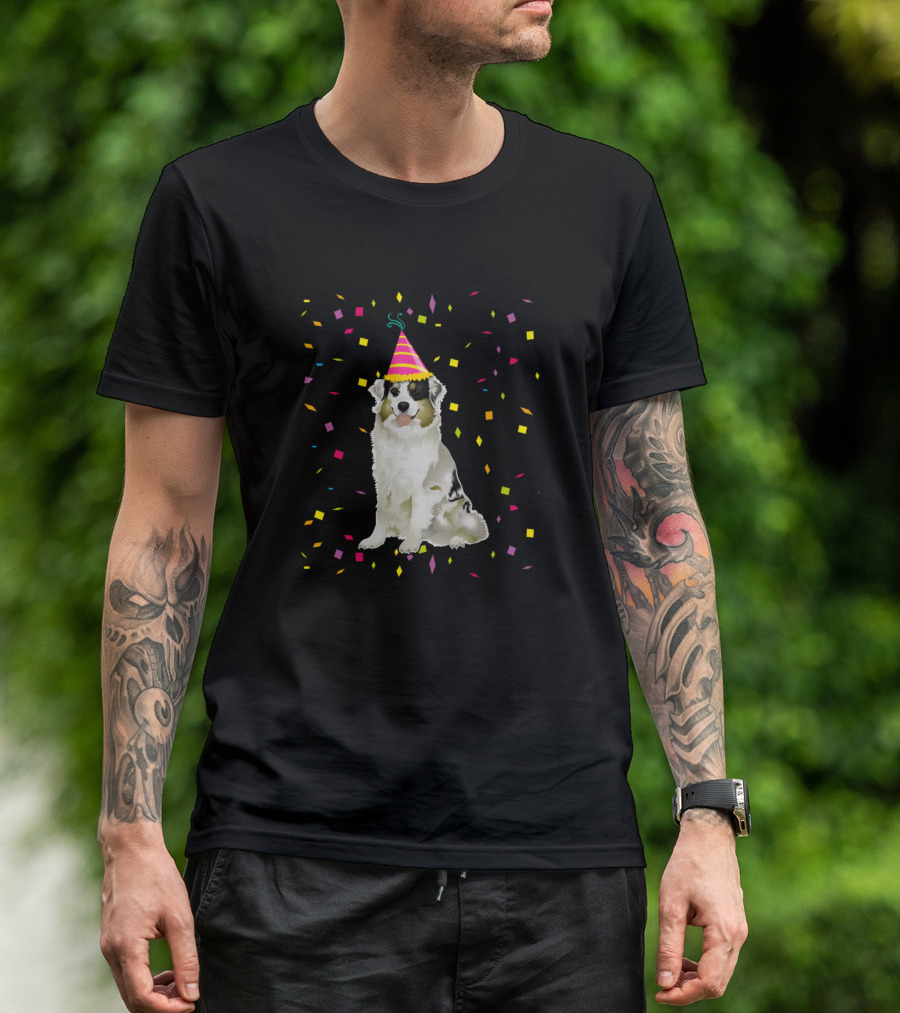 Australian Shepherd Party Hat Confetti T-Shirt