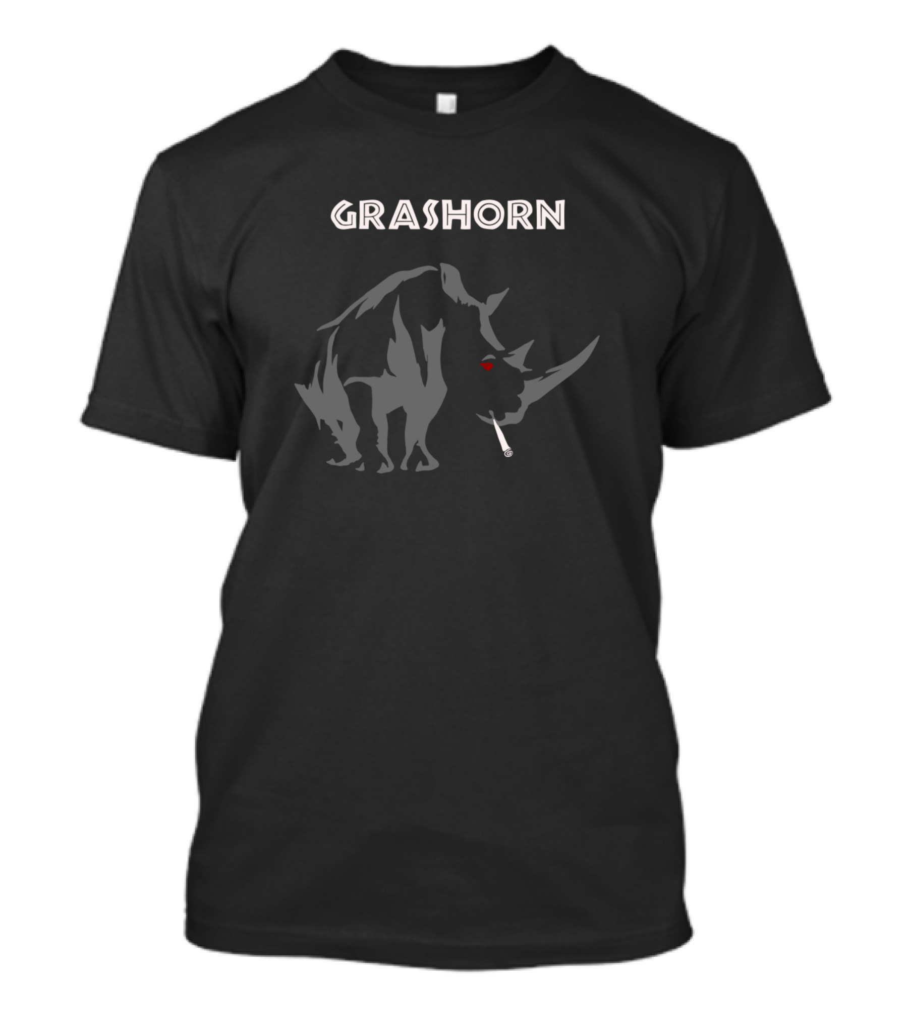 GRASHORN Rhino Silhouette With Red Eye And Cigarette T-Shirt
