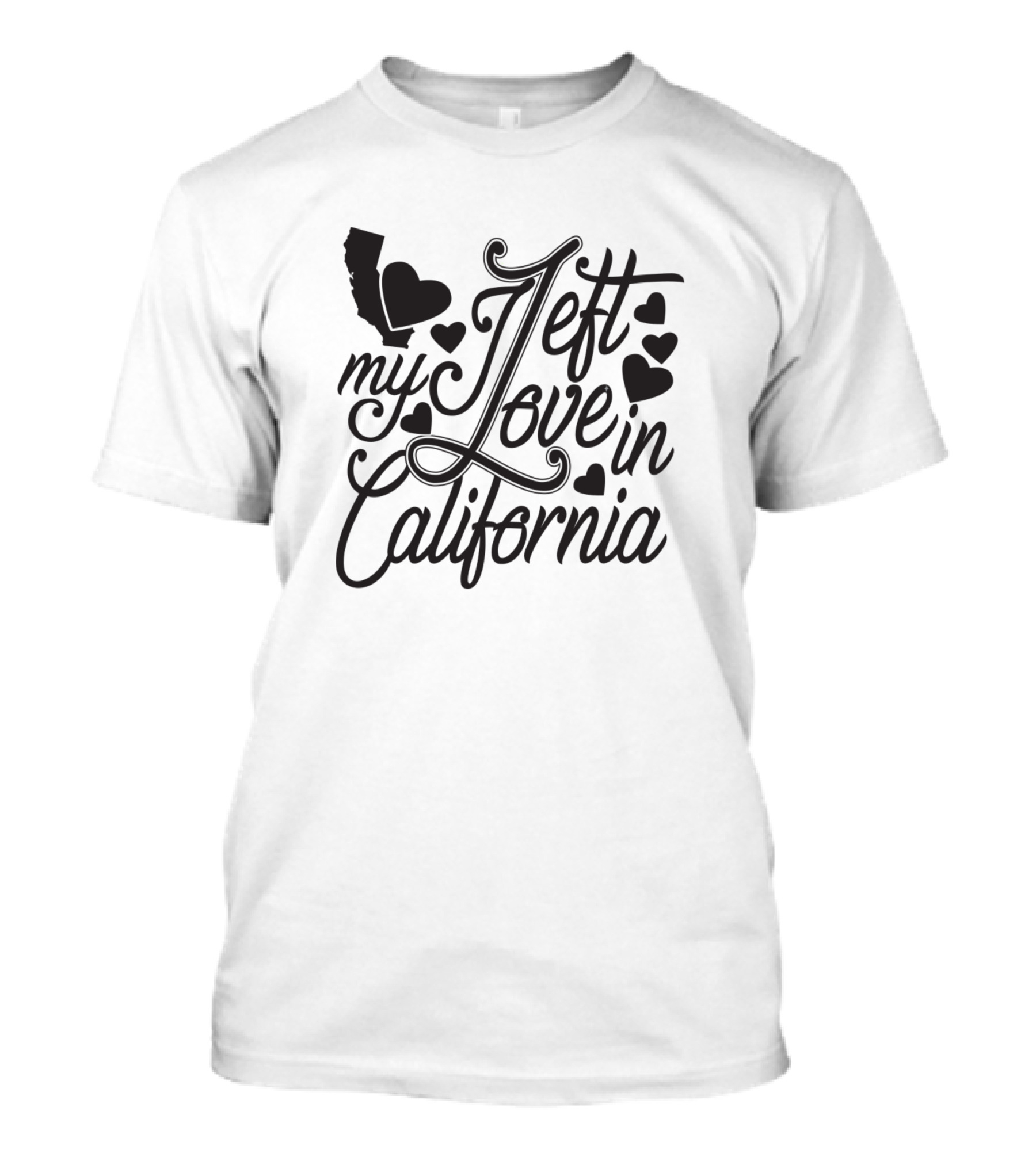 I Left My Love In California With Heart And Butterfly Elements T-Shirt