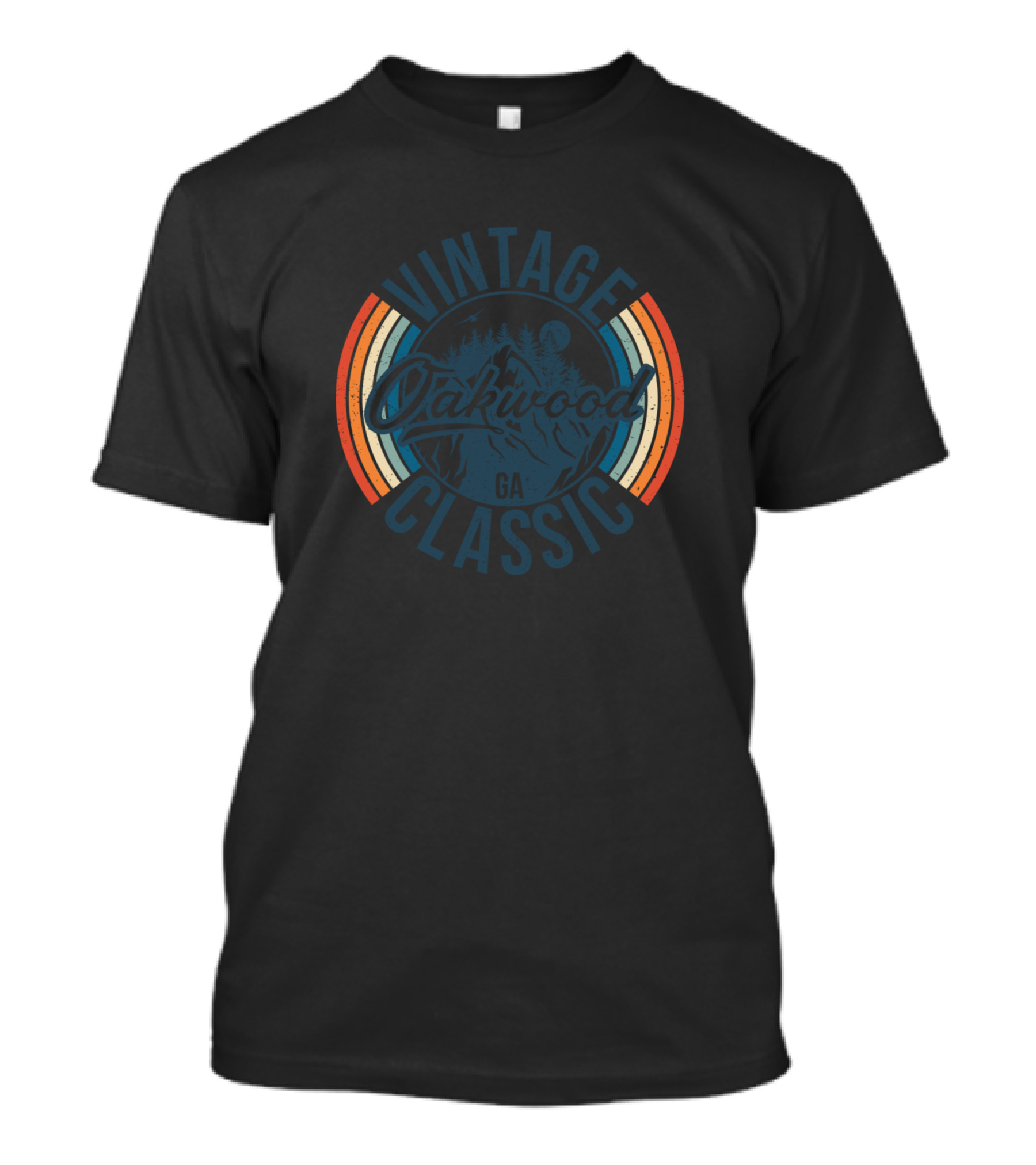 Vintage Classic Oakwood GA Retro Forest Moon Scene T-Shirt