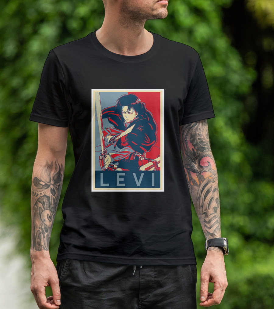Levi Ackermann Poster Style Red Blue T-Shirt
