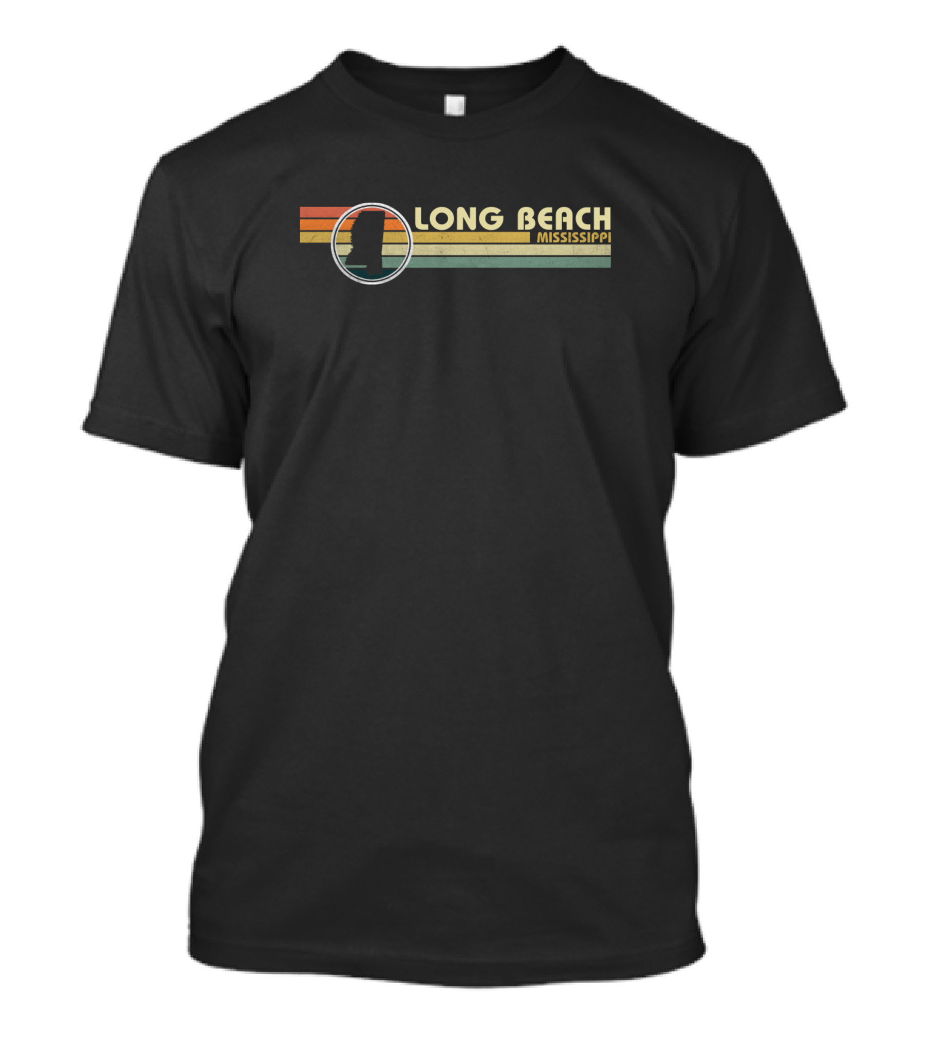 Long Beach Mississippi Vintage Retro Sunset T-Shirt
