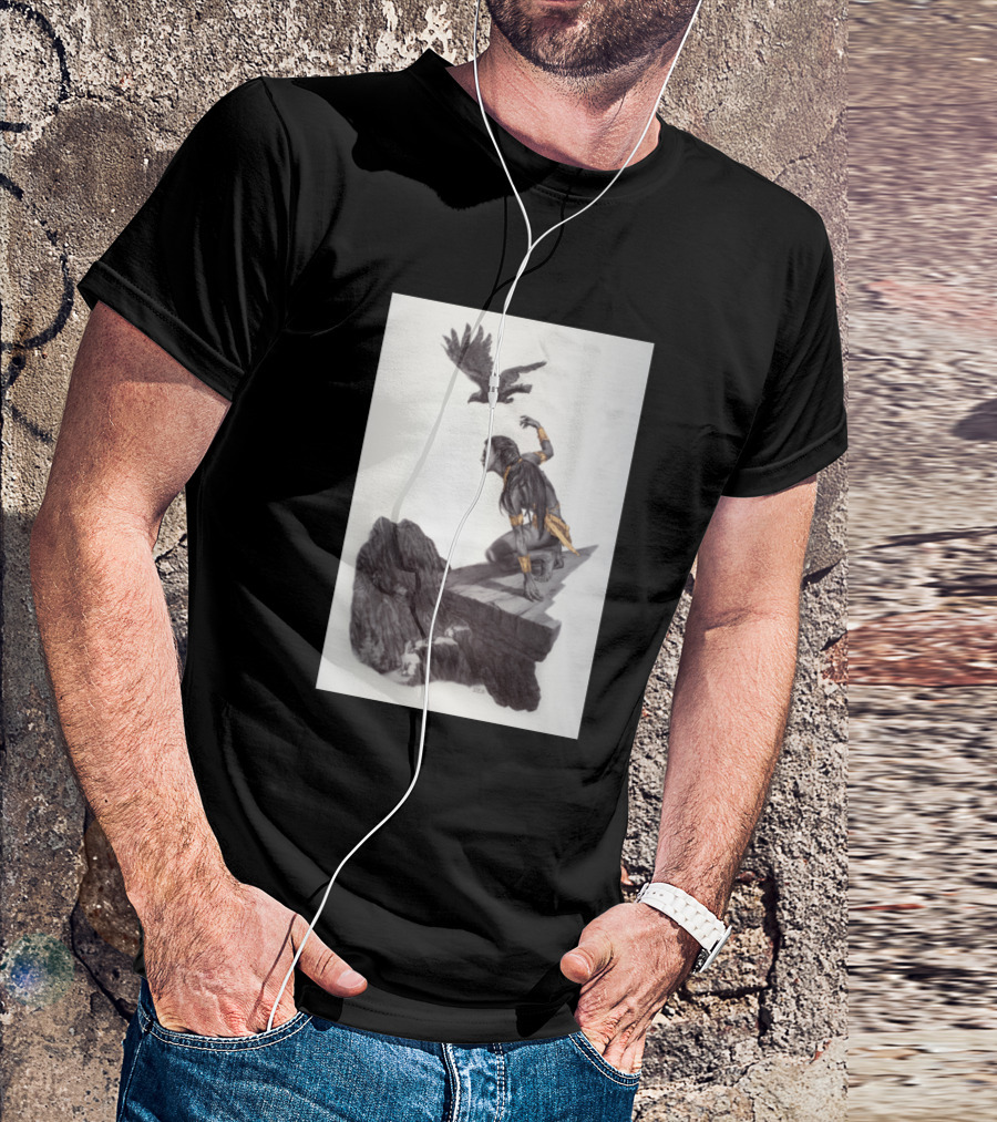 Maman Indigenous Warrior And Eagle On Cliff T-Shirt