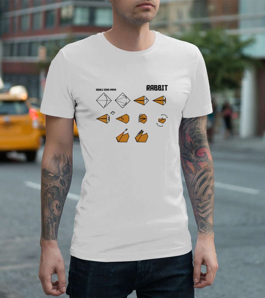 Double Sided Paper Origami Rabbit Instructions T-Shirt
