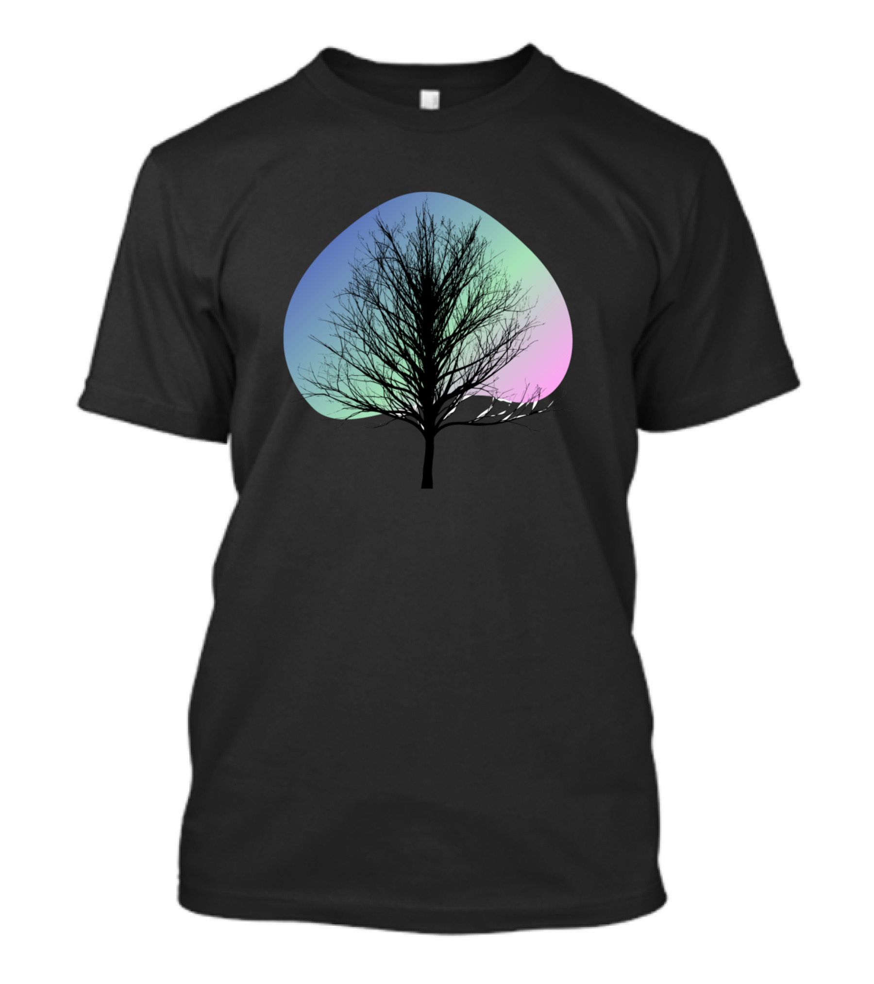 Pink Blue Black Gradient Tree Line T-Shirt