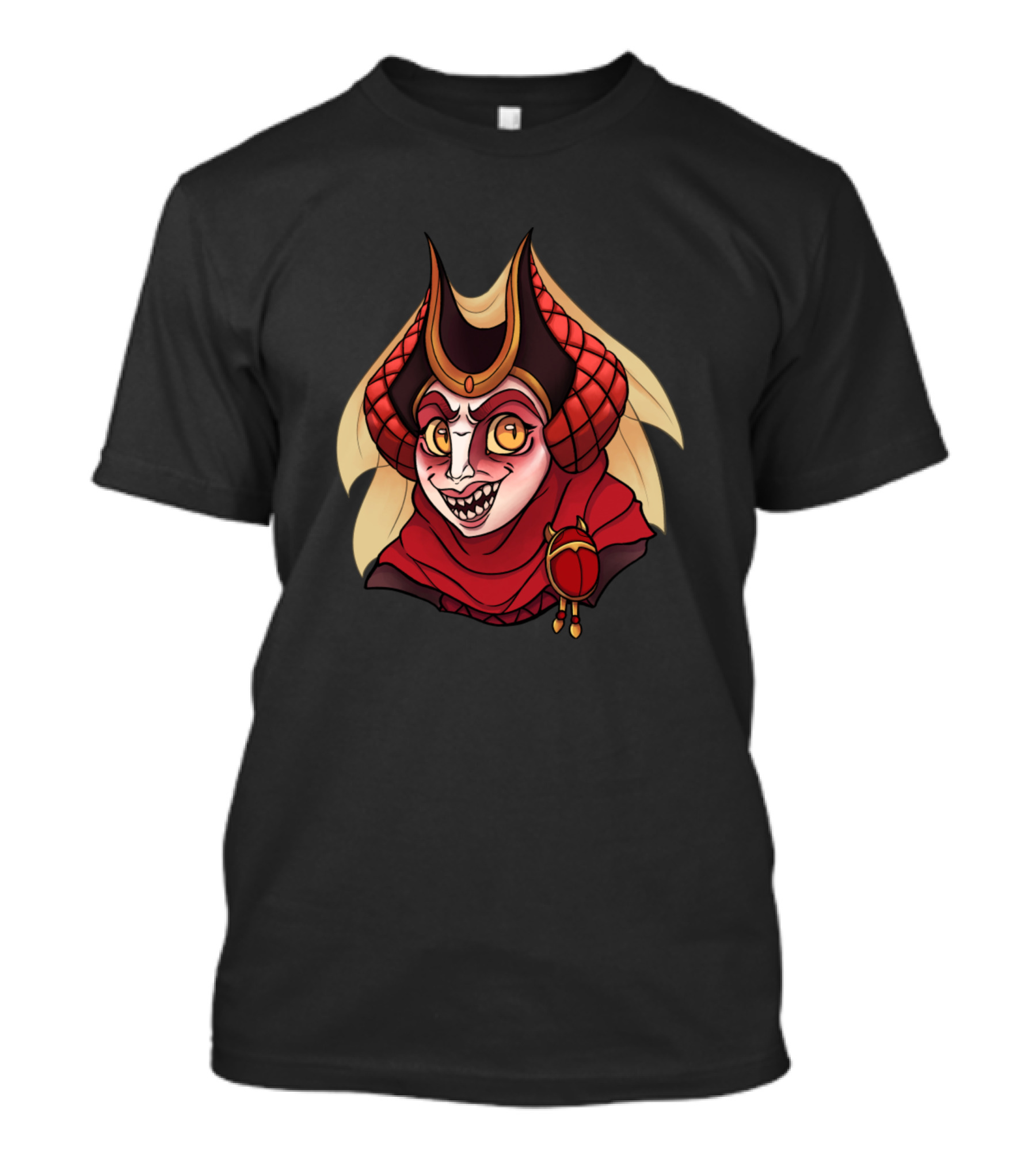 Pontifex Vulgora Evil Jester Face With Horned Court Jester Hat And Red Cloak T-Shirt