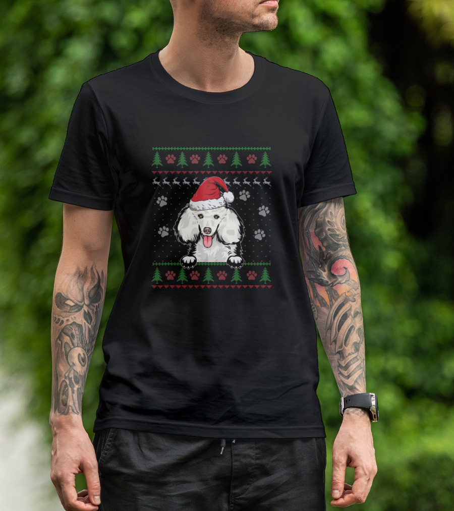 Poodle Christmas Santa Hat Ugly T-Shirt