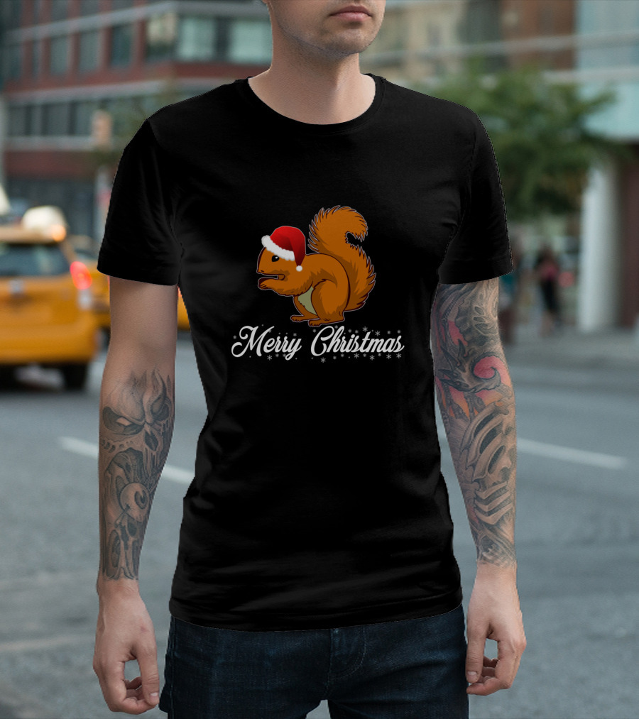 Merry Christmas Squirrel Family Couple T-Shirt