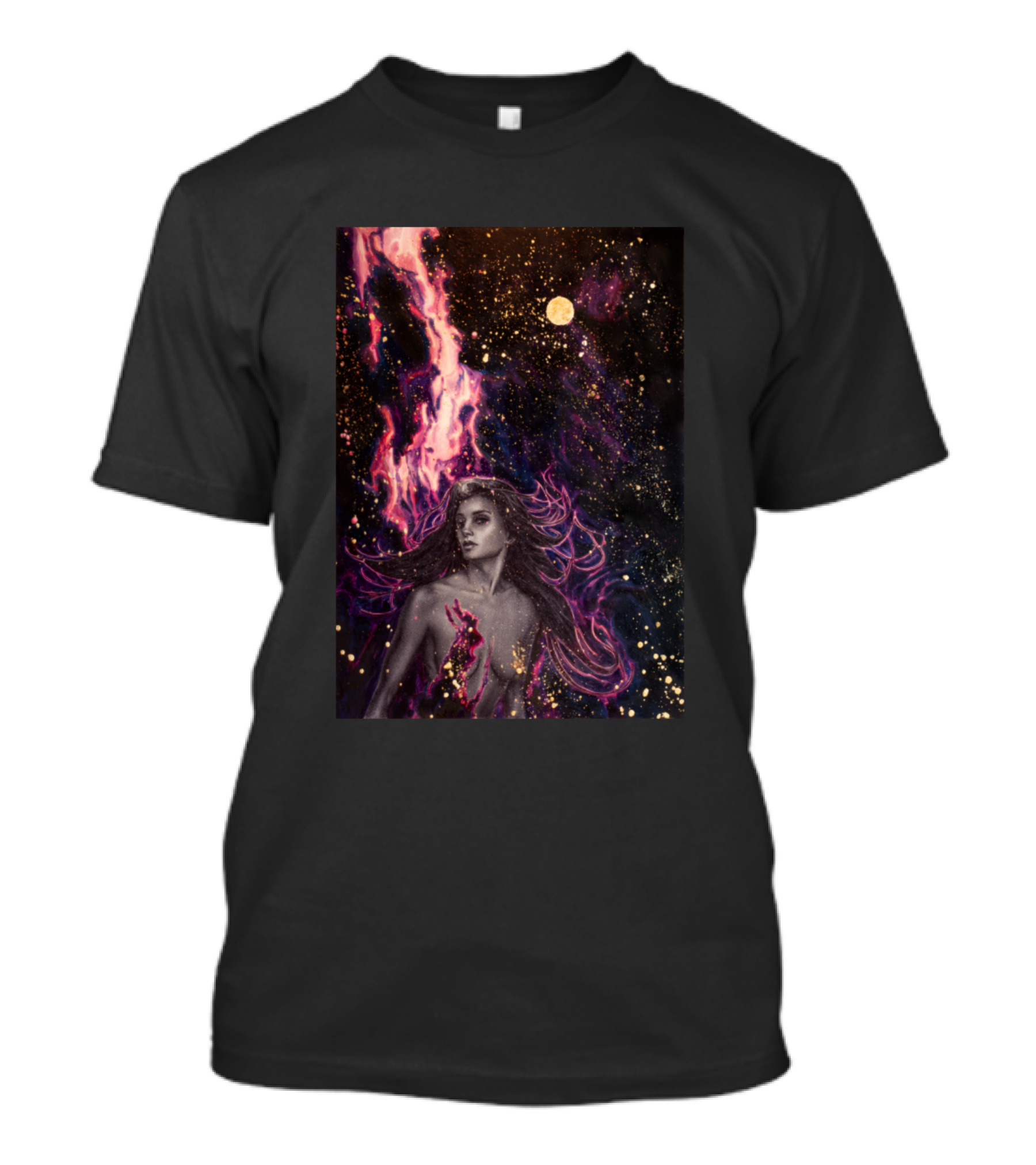 Starfield Celestial Cosmic Woman Galaxy Burst T-Shirt