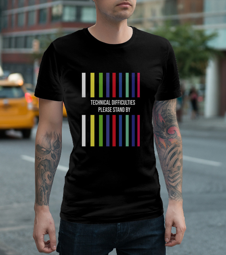 Technical Difficulties Please Stand By Multicolor Stripe Retro TV Test T-Shirt