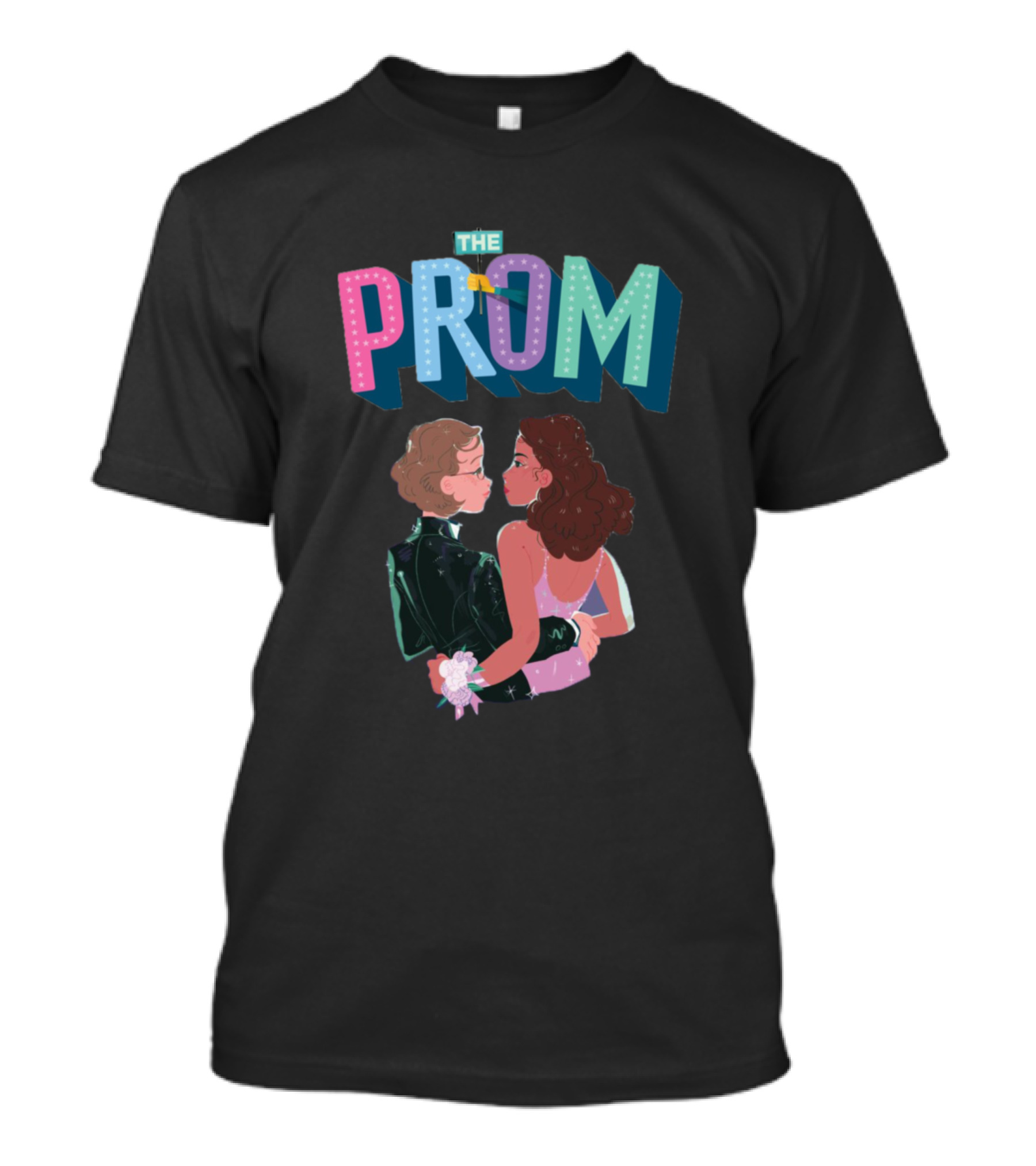 The Prom Couple Embrace With Colorful Letters T-Shirt