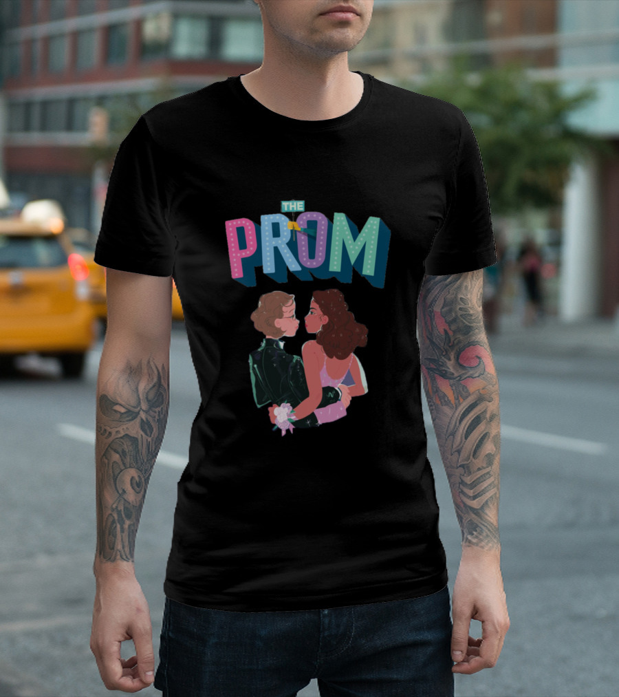 The Prom Couple Embrace With Colorful Letters T-Shirt