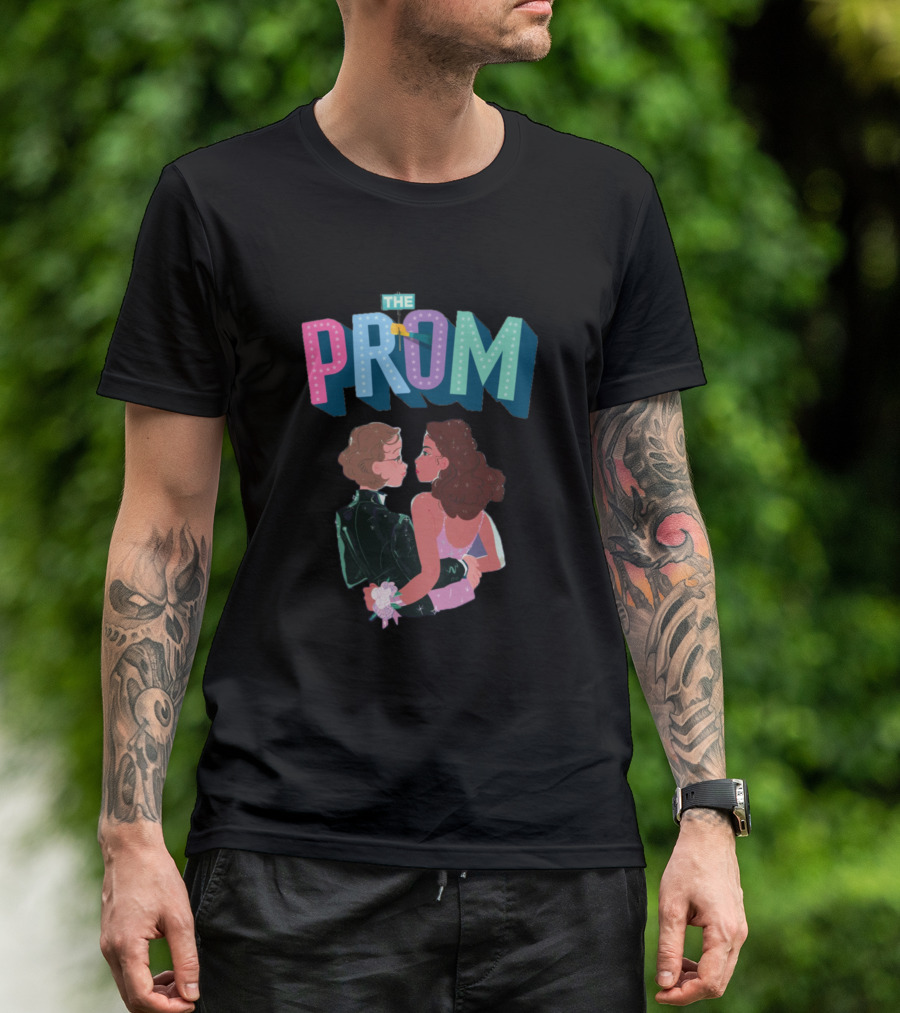 The Prom Couple Embrace With Colorful Letters T-Shirt