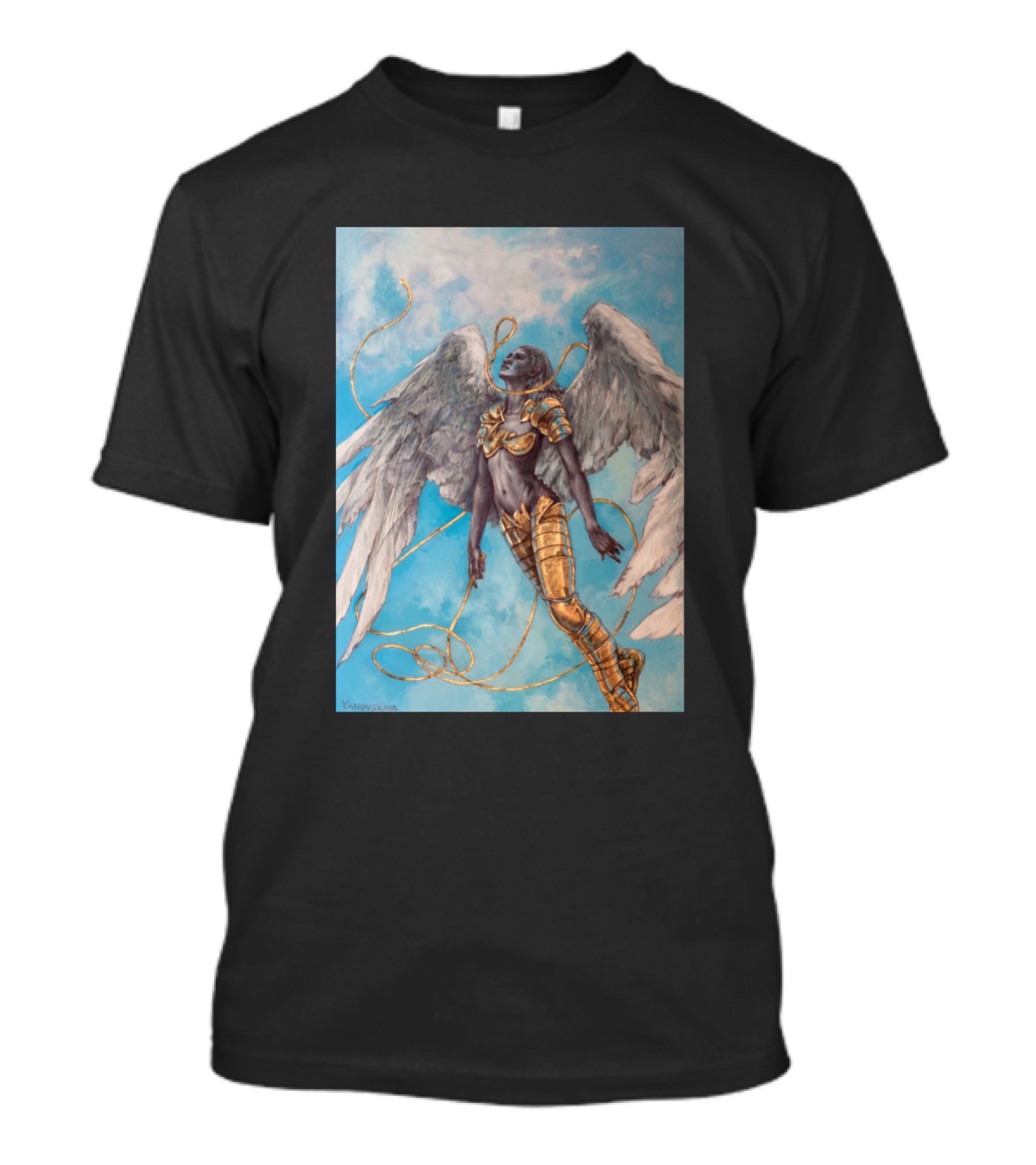 Thermal Drift Angelic Warrior With Wings And Golden Armor T-Shirt