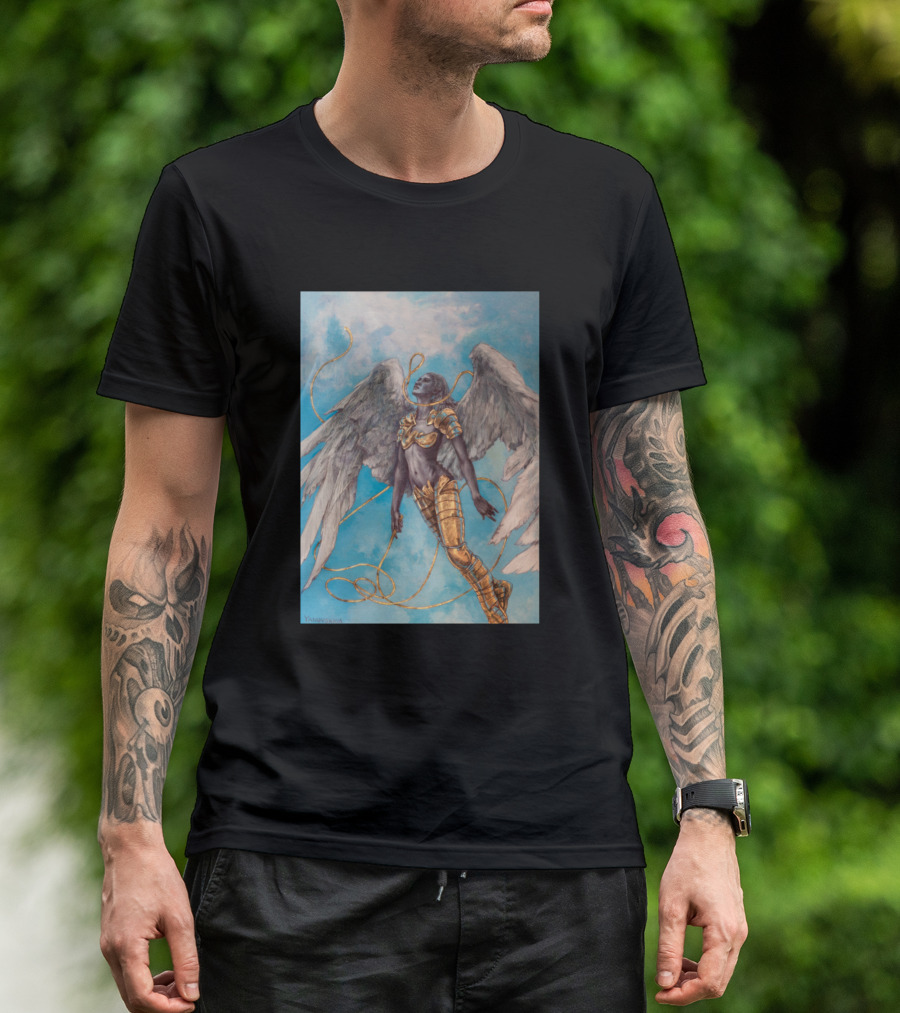 Thermal Drift Angelic Warrior With Wings And Golden Armor T-Shirt