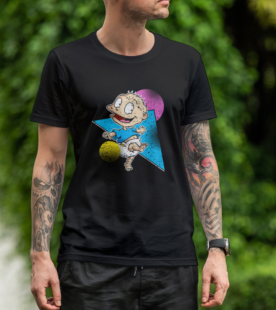 Tommy Retro Style Cartoon Character With Geometric Shapes T-Shirt