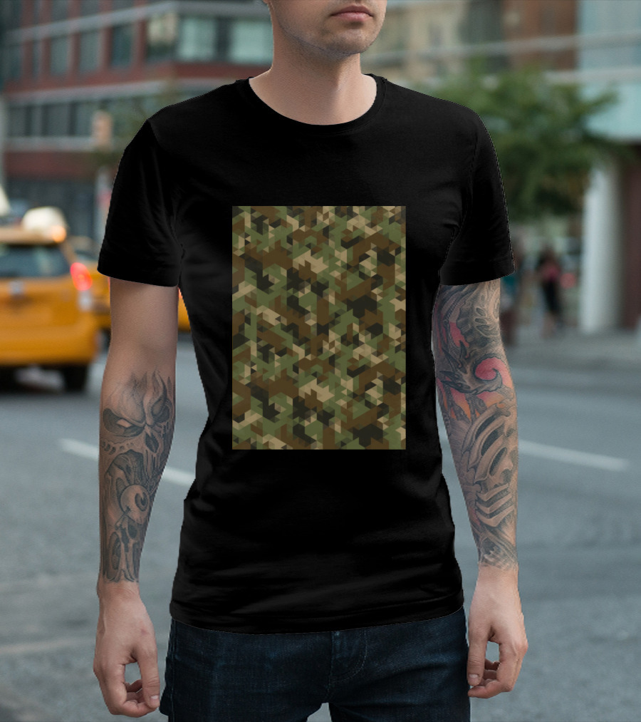 Triangles Camo Geometric Military T-Shirt