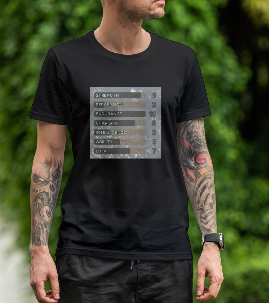 Strength Perception Endurance Charisma Intelligence Agility Luck 92108357 T-Shirt