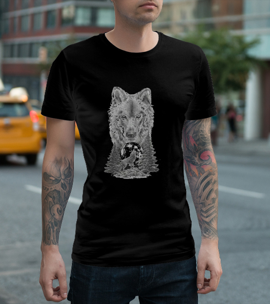Wolf Wolf Wild Life Gran Wolf Forest Moon T-Shirt