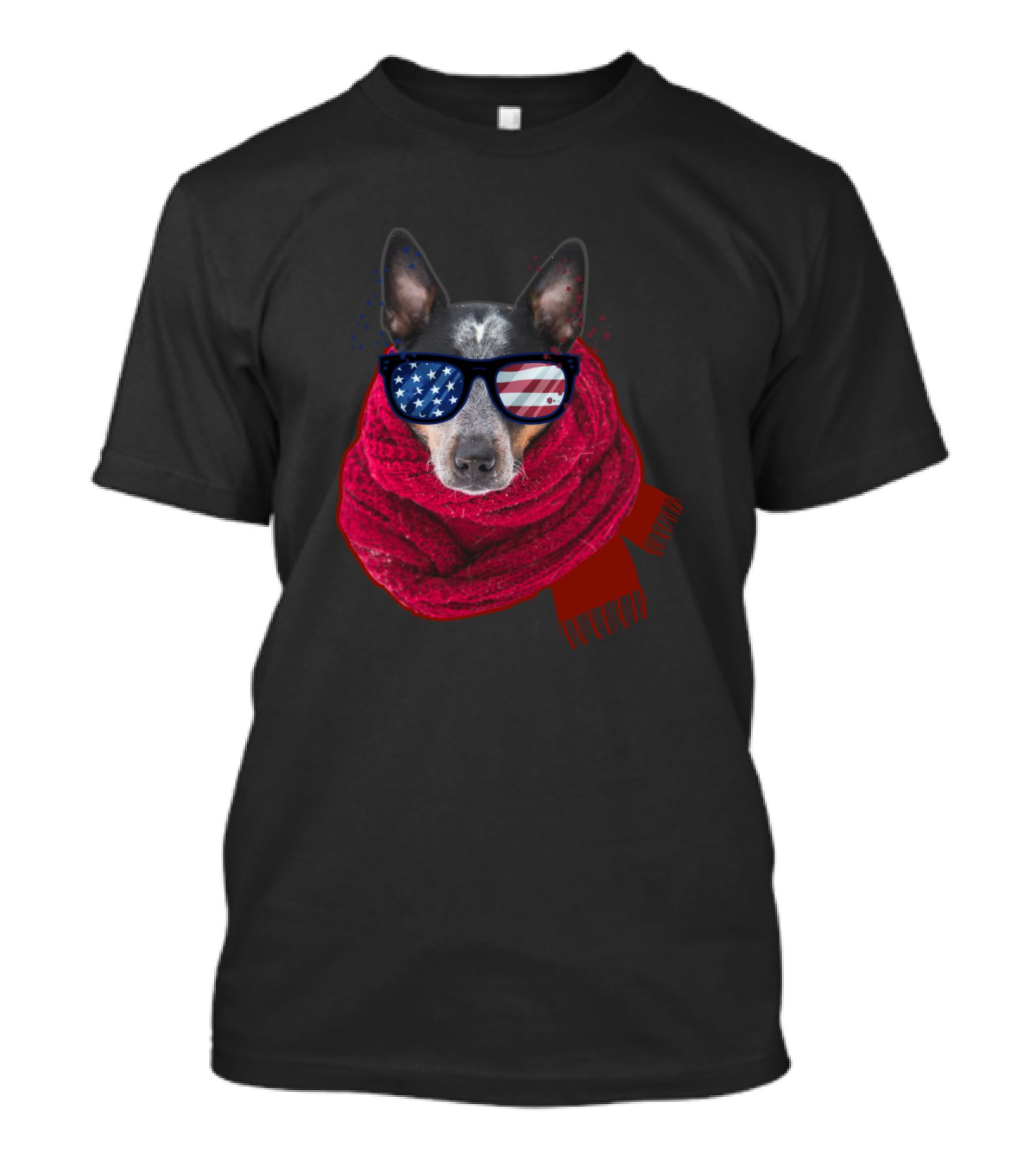 Australian Cattle Dog USA Flag Merica Sunglasses Scarf T-Shirt