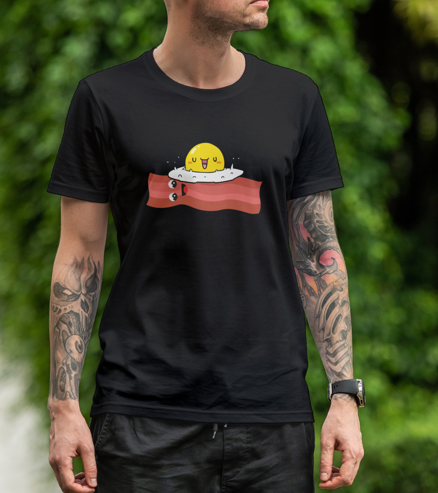Bacon And Eggs Happy Breakfast Characters T-Shirt