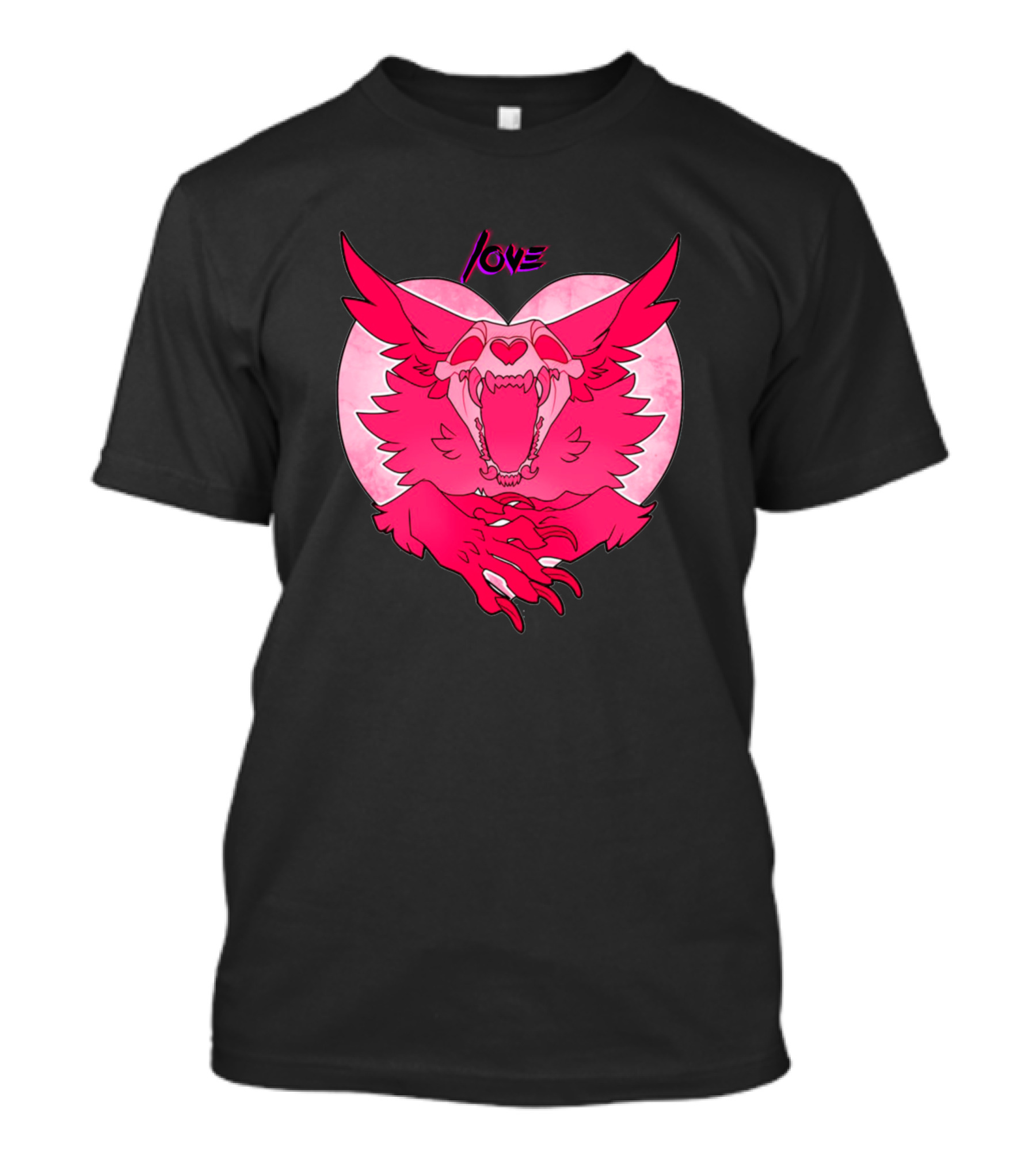 LOVE Bones Pink Wolf Skull T-Shirt