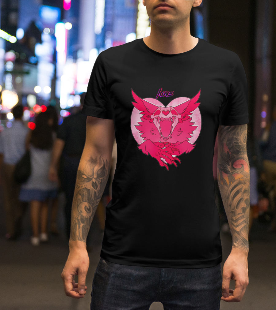 LOVE Bones Pink Wolf Skull T-Shirt