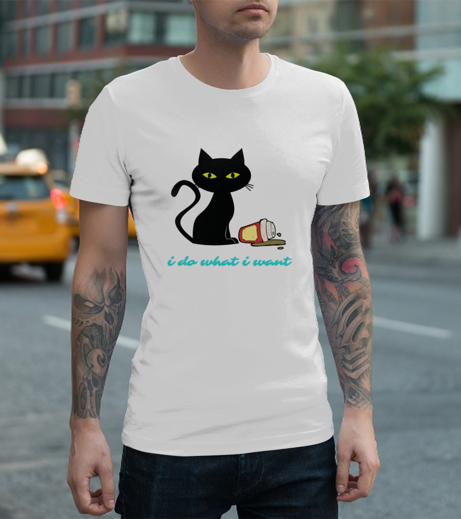 Cat I Do What I Want Coffee Spill Mischief T-Shirt