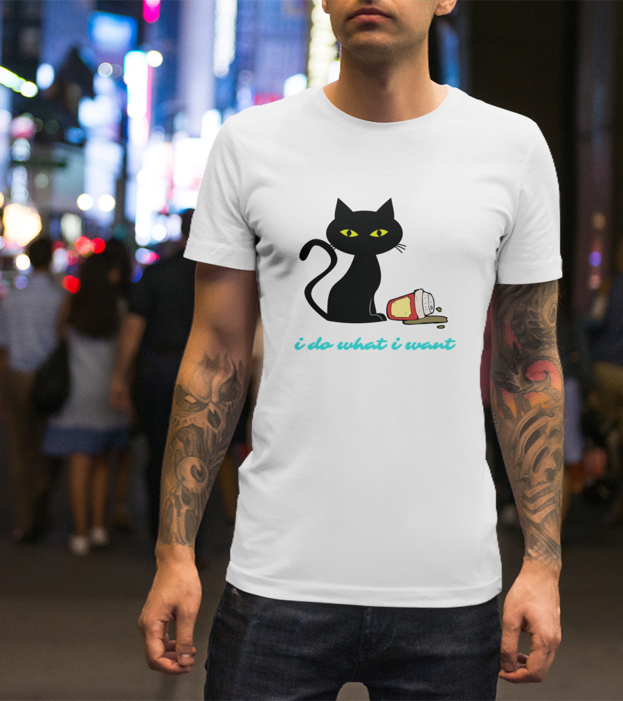 Cat I Do What I Want Coffee Spill Mischief T-Shirt