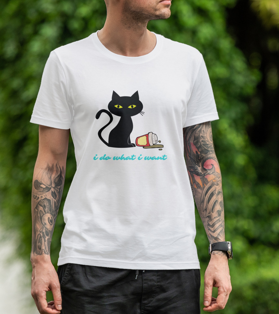 Cat I Do What I Want Coffee Spill Mischief T-Shirt